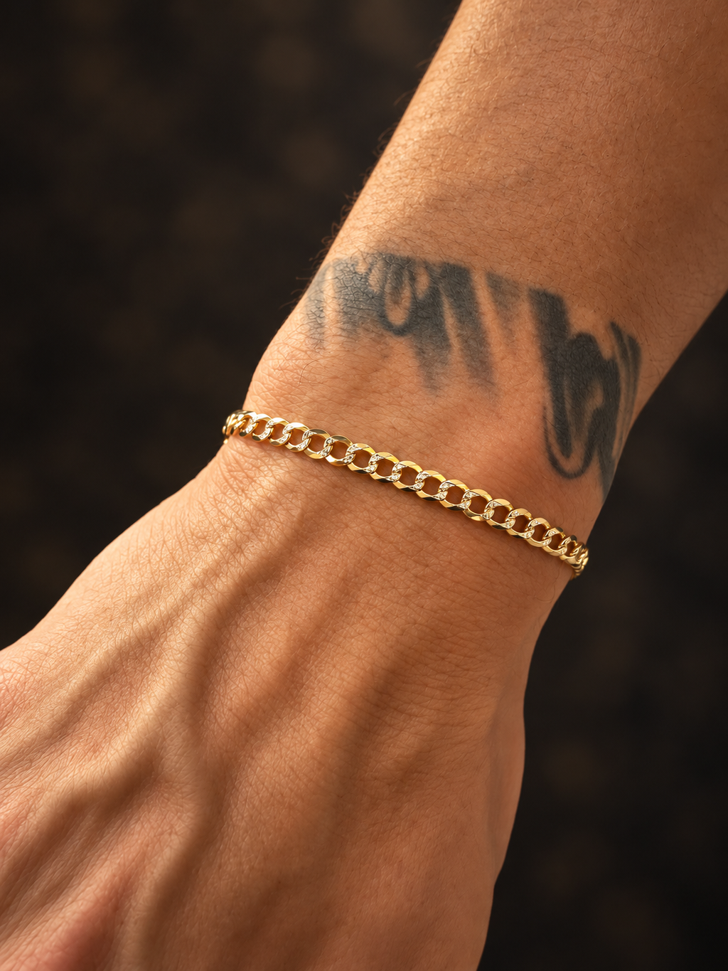 14K YELLOW TWO TONE GOLD SOLID CUBAN LINK(4.7MM) 8.5"