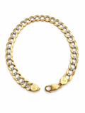 14K YELLOW TWO TONE GOLD SOLID CUBAN LINK(7.0MM) 8.0"