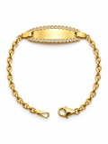 14K YELLOW TWO TONE GOLD CABLE LINK  BABY' ID BRACELET(6 INCH) 2,5 MM