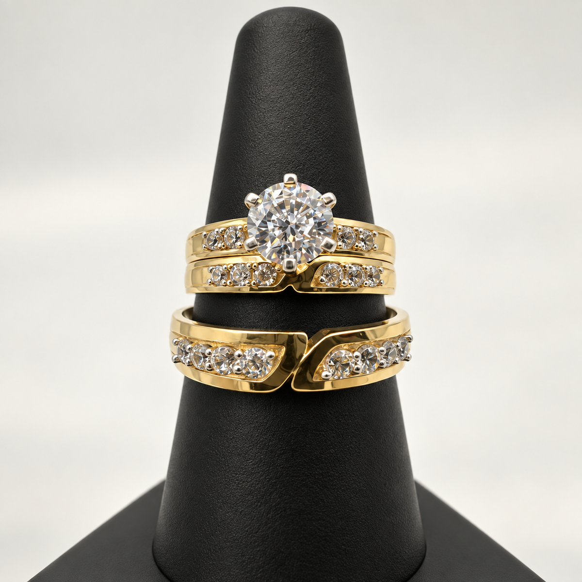 14K TRIO WEDDING RINGS CZ BTJ™