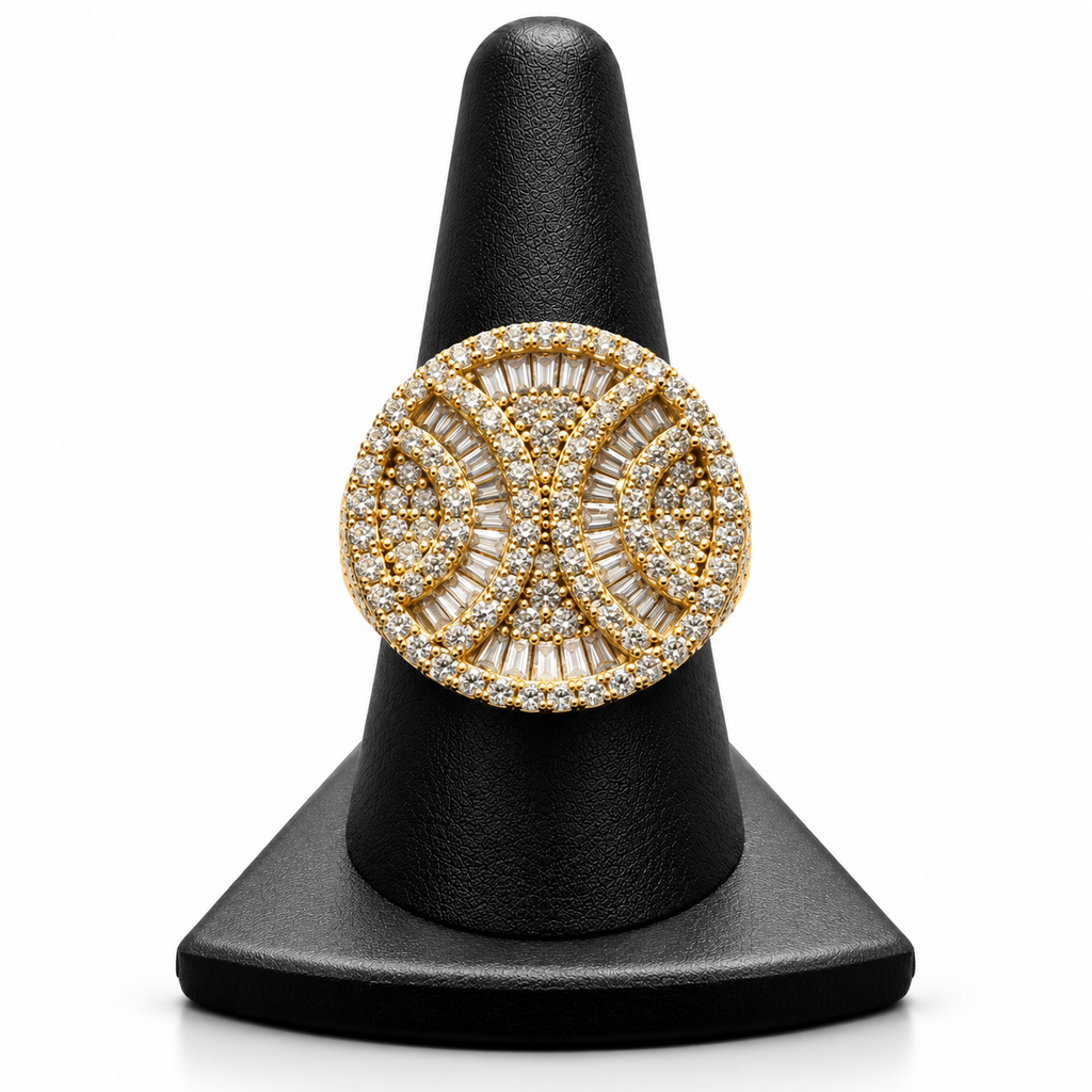 14K YELLOW GOLD MAN RING CZ (ADJUSTABLE SIZE)