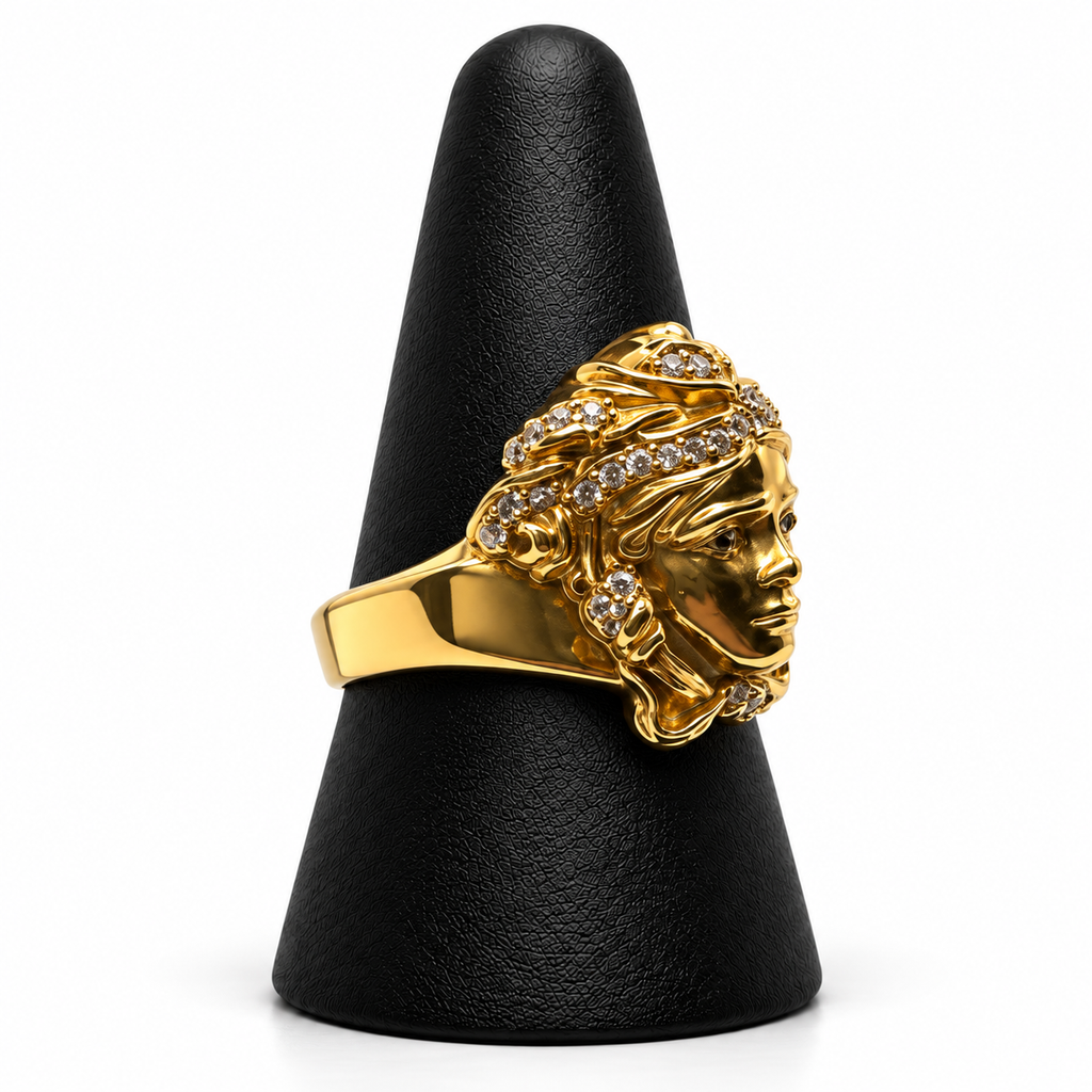 14K YELLOW GOLD MAN RING CZ (ADJUSTABLE SIZE)