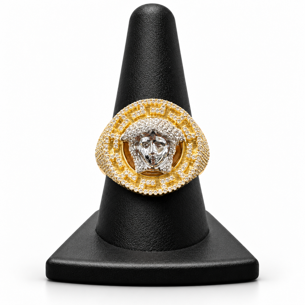 14K YELLOW GOLD MAN RING CZ (ADJUSTABLE SIZE)