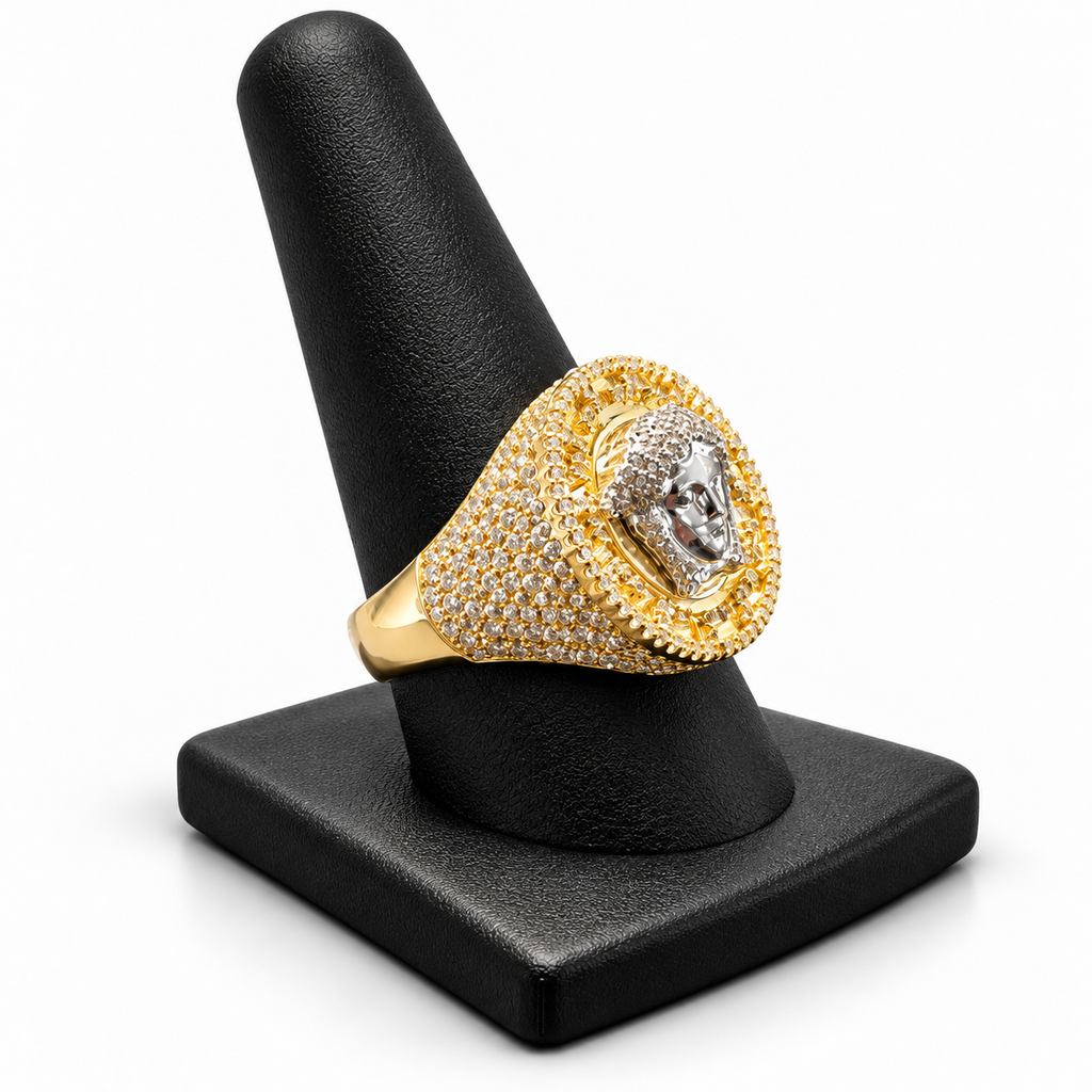 14K YELLOW GOLD MAN RING CZ (ADJUSTABLE SIZE)