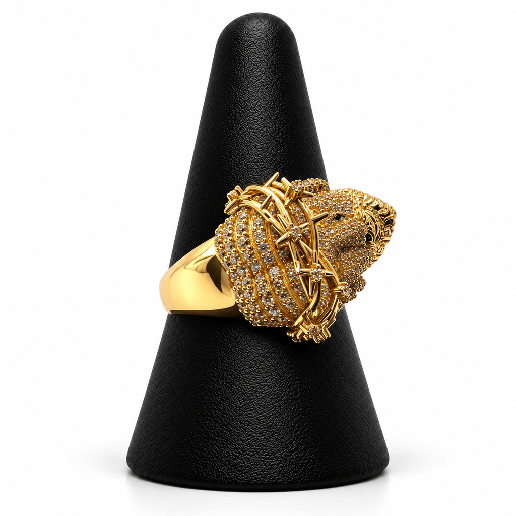14K YELLOW GOLD MAN RING CZ (ADJUSTABLE SIZE)