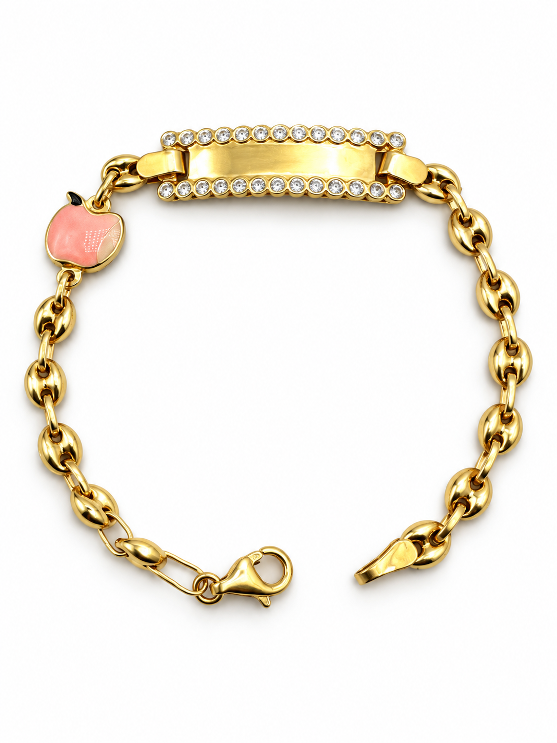14K YELLOW TWO TONE  GOLD BABY' ID BRACELET(6 INCH) 4,0 MM