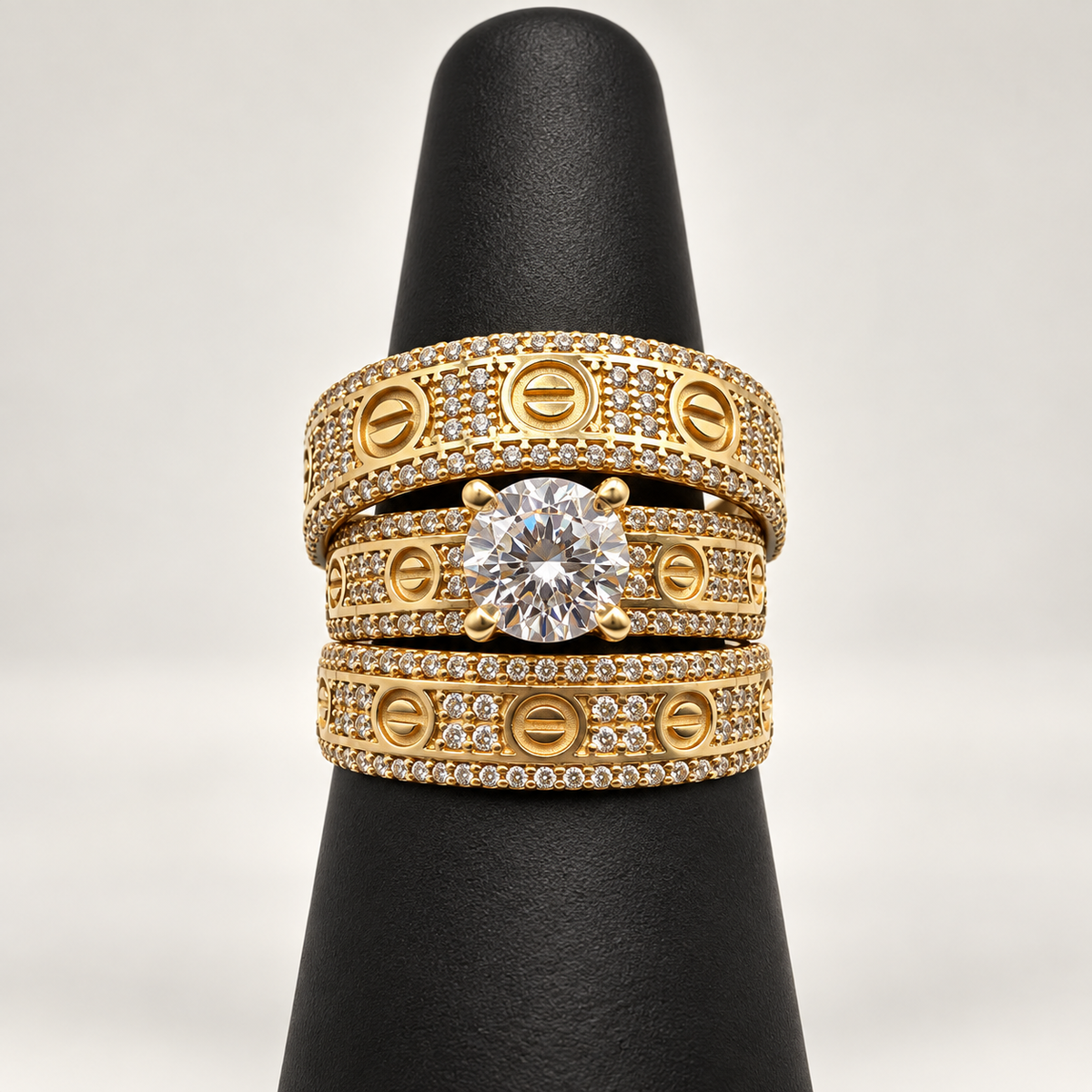 14K TRIO WEDDING RINGS CZ BTJ™
