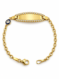 14K YELLOW TWO TONE GOLD CABLE LINK  BABY' ID BRACELET(6 INCH) 2,0 MM