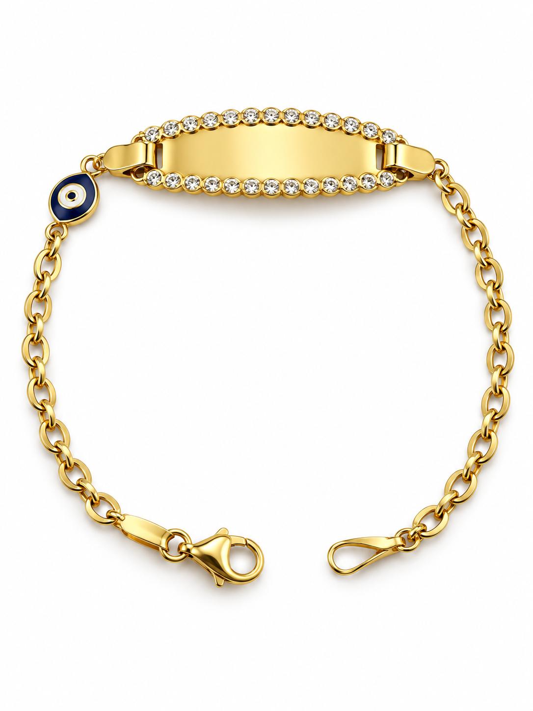 14K YELLOW TWO TONE GOLD CABLE LINK  BABY' ID BRACELET(6 INCH) 2,0 MM