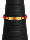 14K YELLOW GOLD RED ROPE  BABY' ID BRACELET(ADJUSTABLE SIZE)