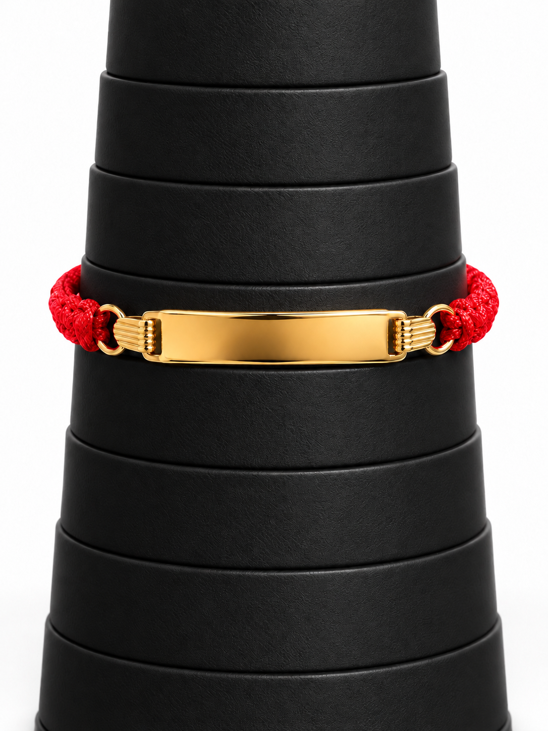 14K YELLOW GOLD RED ROPE  BABY' ID BRACELET(ADJUSTABLE SIZE)