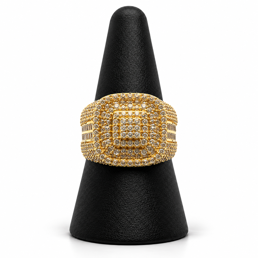 14K YELLOW GOLD MAN RING CZ (ADJUSTABLE SIZE)