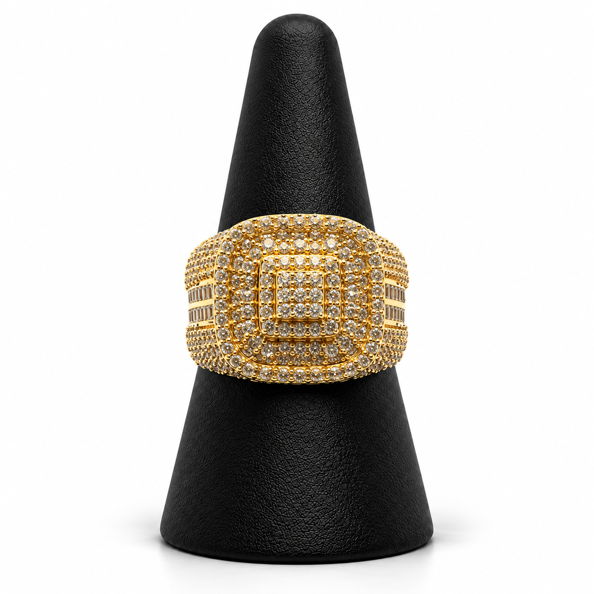 14K YELLOW GOLD MAN RING CZ (ADJUSTABLE SIZE)