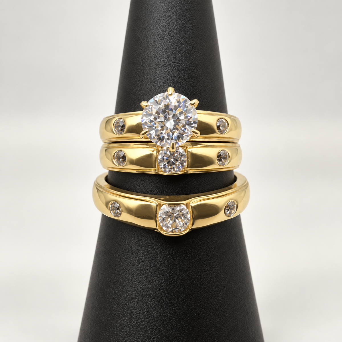 14K TRIO WEDDING RINGS CZ BTJ™