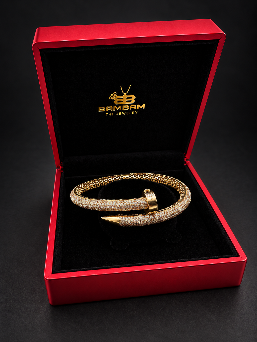 14K YELLOW GOLD NAIL BRACELET 6MM (19CM) BTJ ™