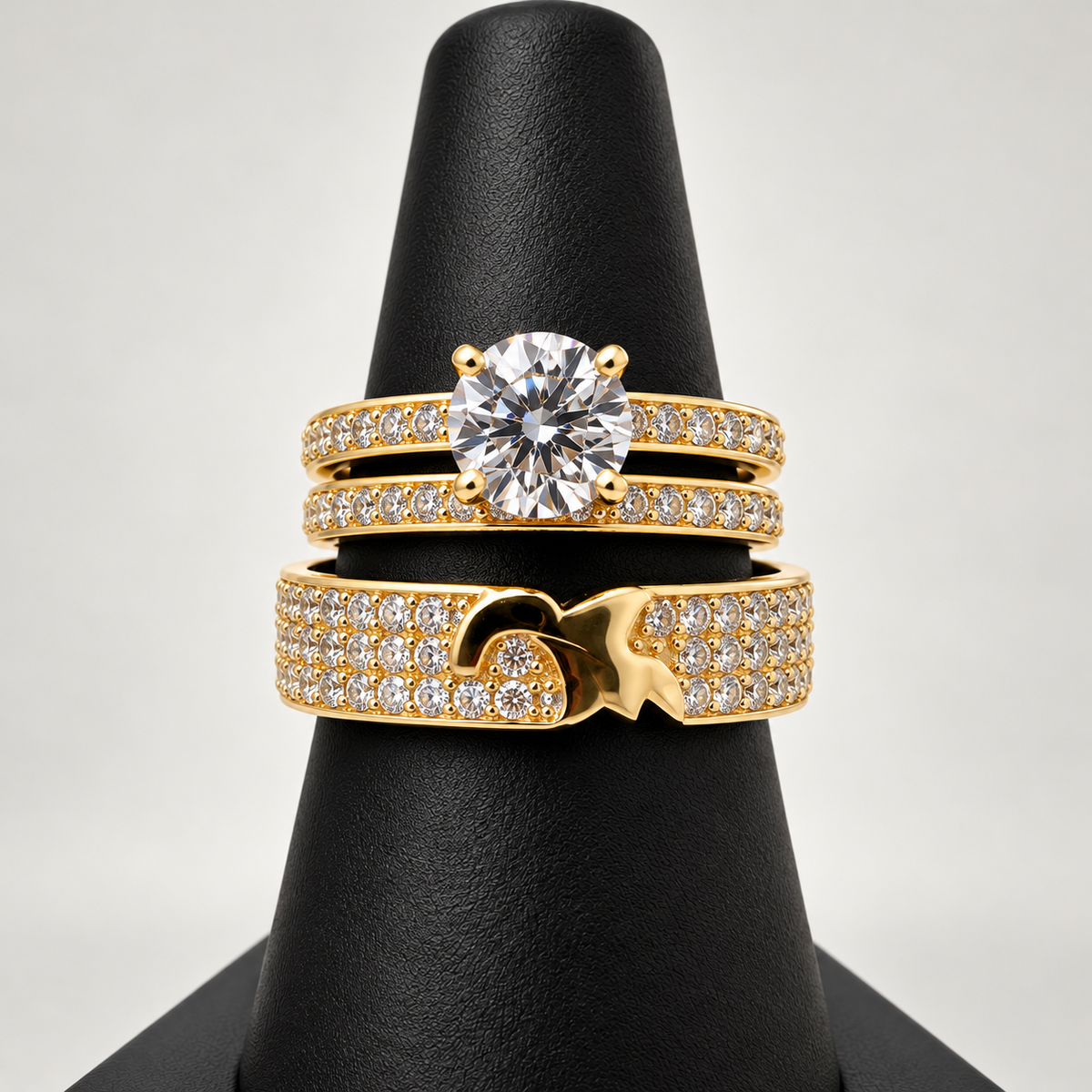 14K TRIO WEDDING RINGS CZ BTJ™