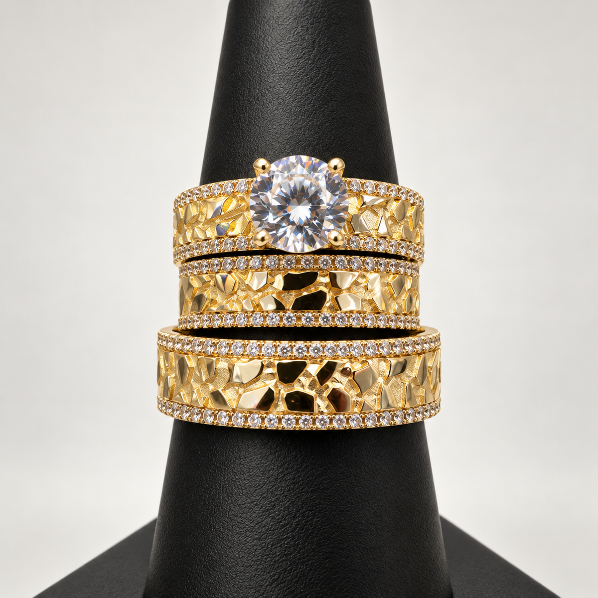 14K TRIO WEDDING RINGS CZ BTJ™