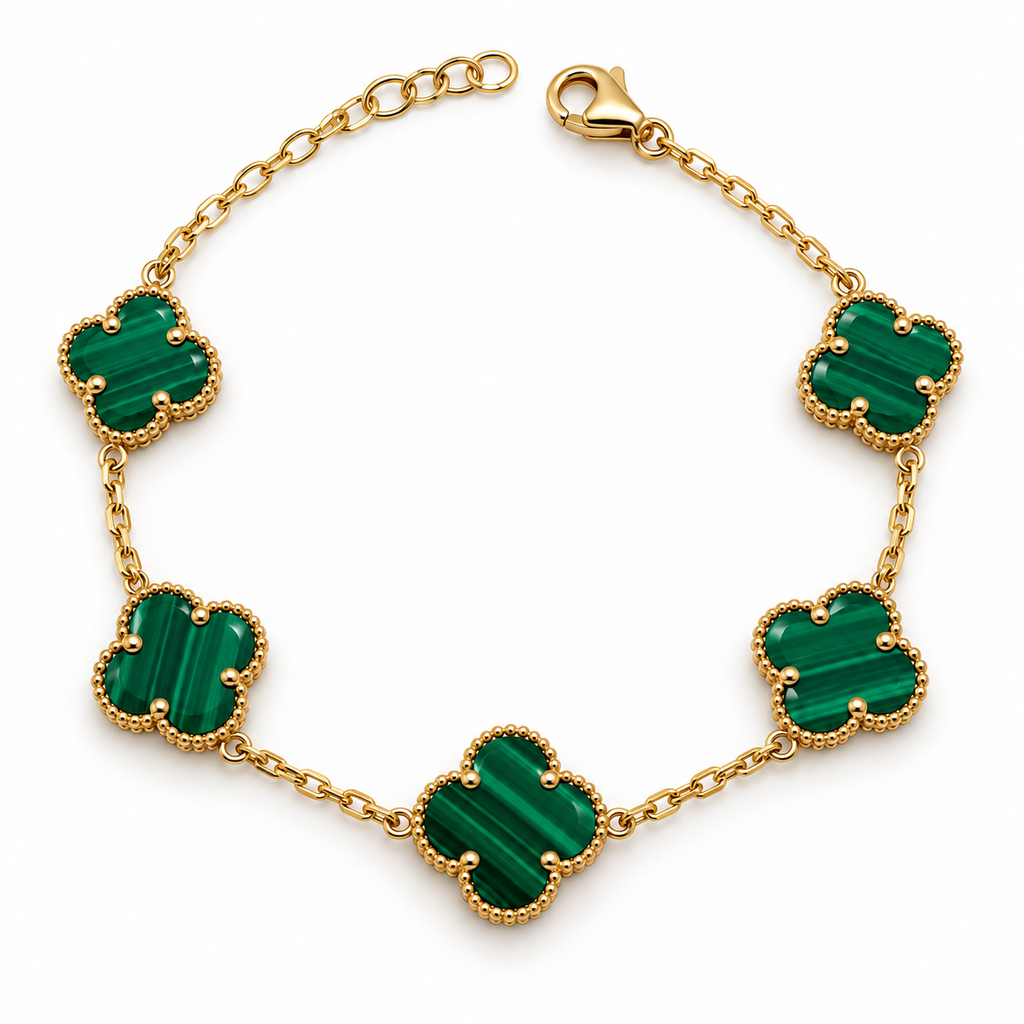 14K GREEN STONE TREVOL FANCY BRACELET BTJ™