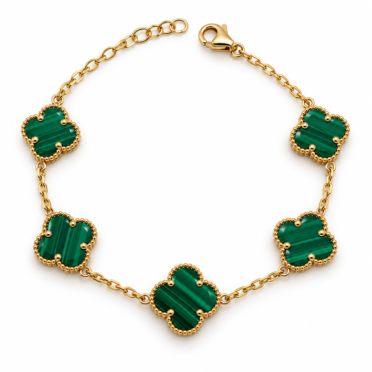 14K GREEN STONE TREVOL FANCY BRACELET BTJ™