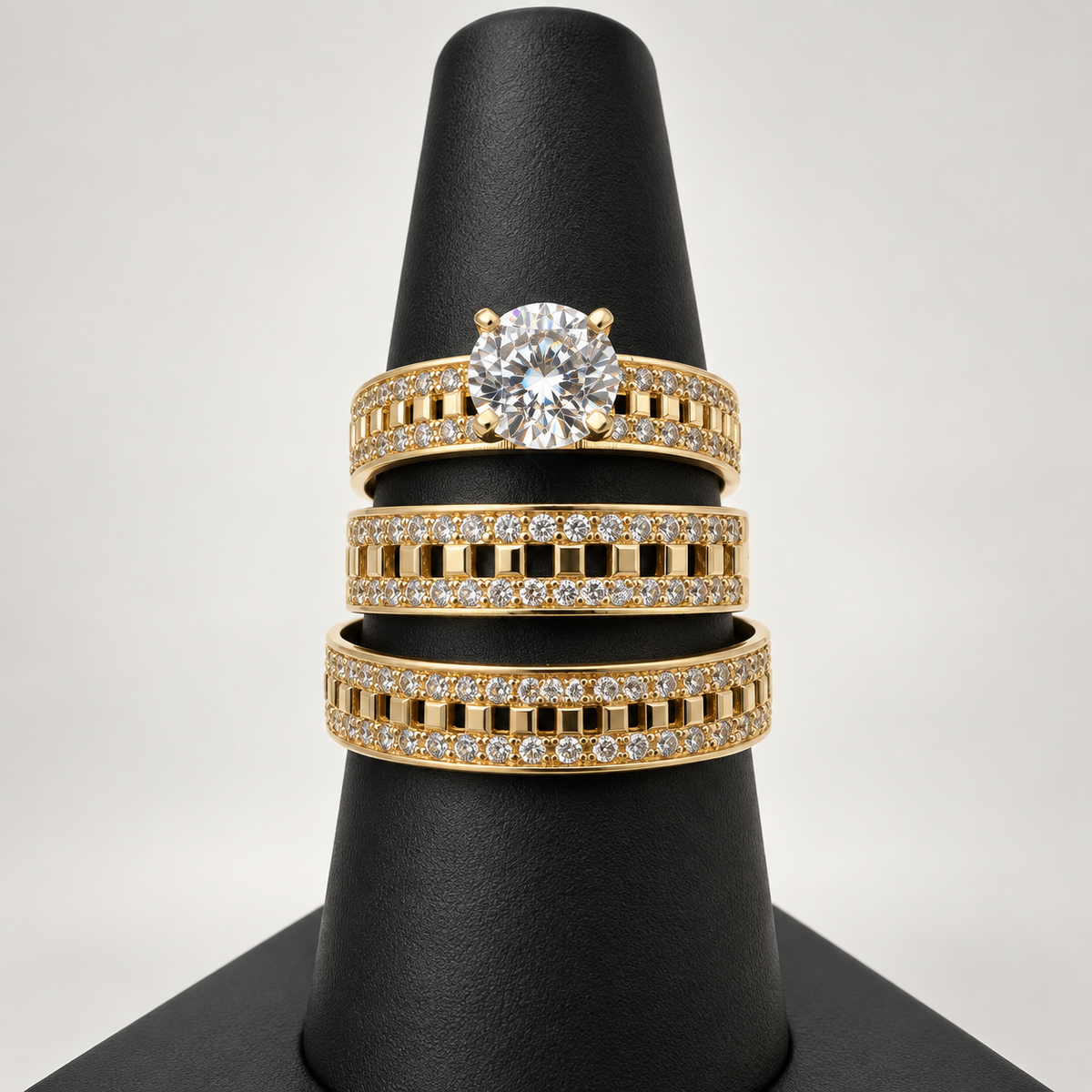 14K TRIO WEDDING RINGS CZ BTJ™