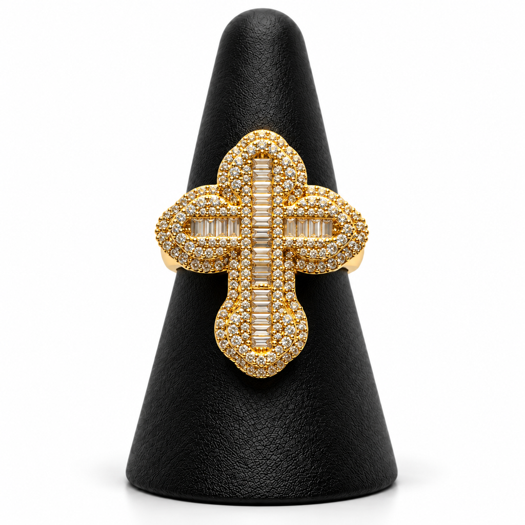 14K YELLOW GOLD MAN RING CZ (ADJUSTABLE SIZE)