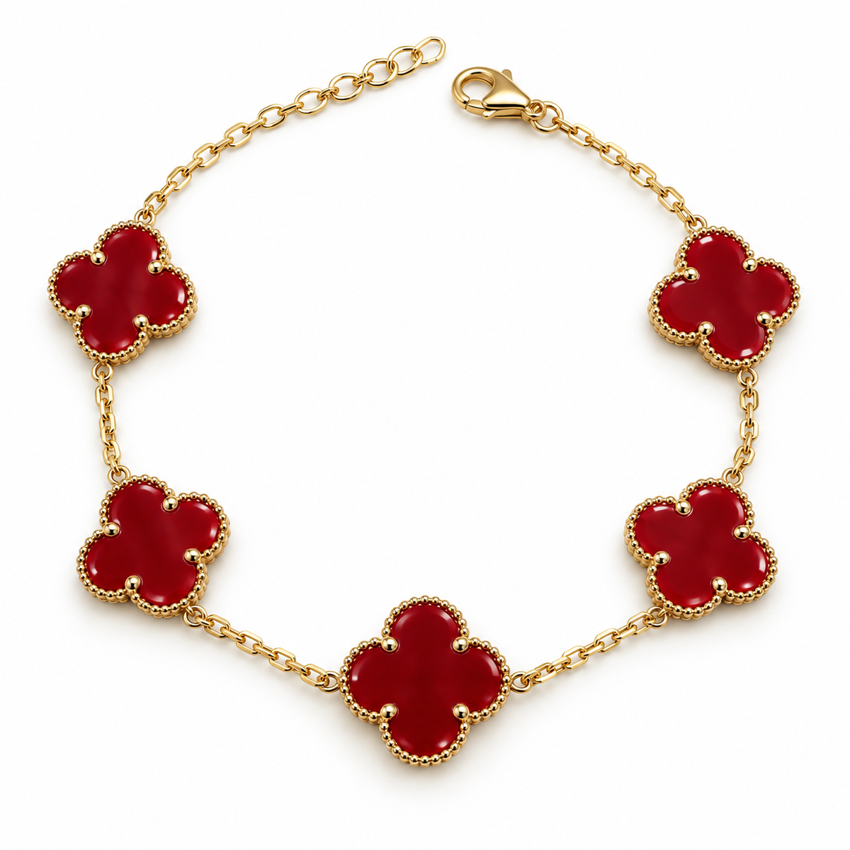 14K RED STONE TREVOL FANCY BRACELET BTJ™