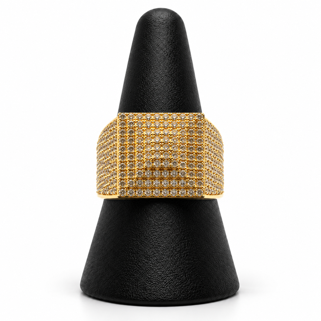 14K YELLOW GOLD MAN RING CZ (ADJUSTABLE SIZE)