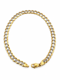 14K YELLOW TWO TONE GOLD SOLID CUBAN LINK(4.7MM) 8.5"