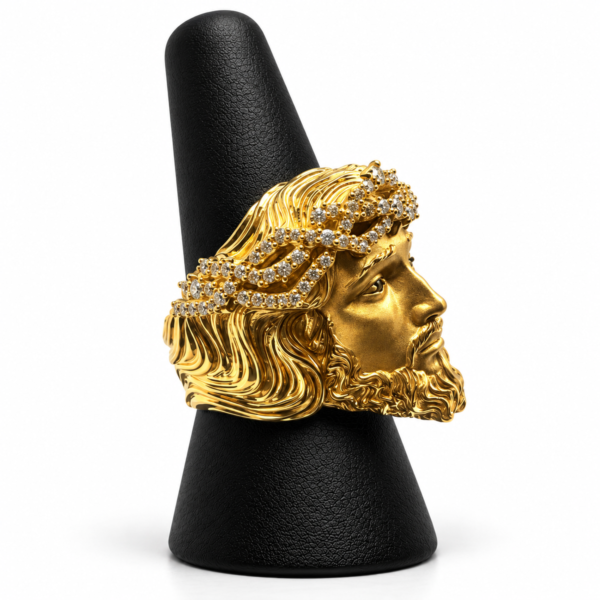 14K YELLOW GOLD MAN RING CZ (ADJUSTABLE SIZE)