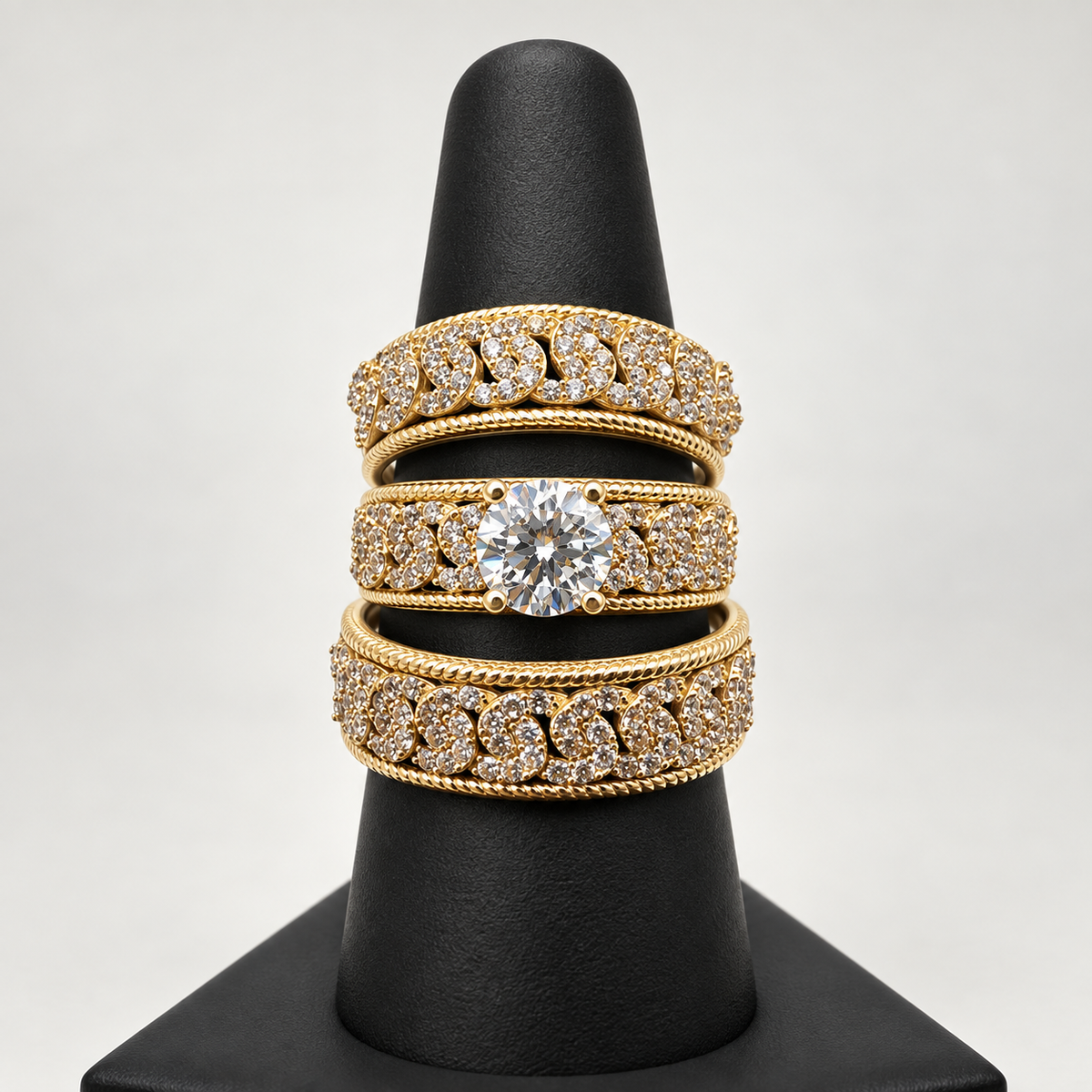 14K TRIO WEDDING RINGS CZ BTJ™