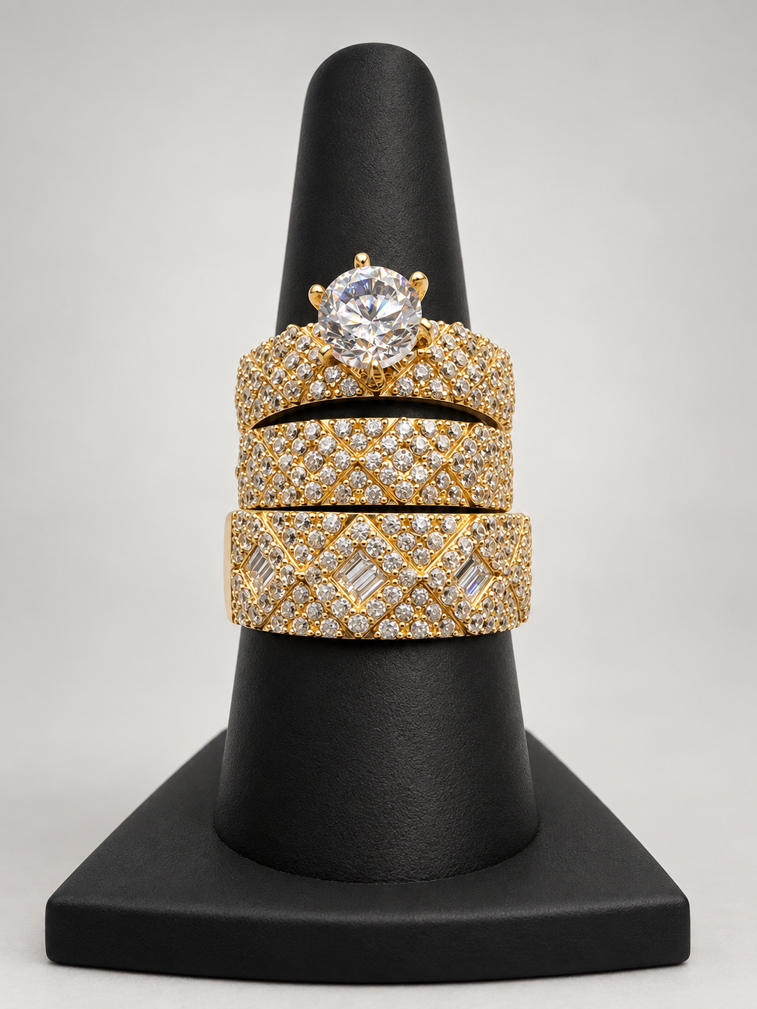 14K TRIO WEDDING RINGS CZ BTJ™
