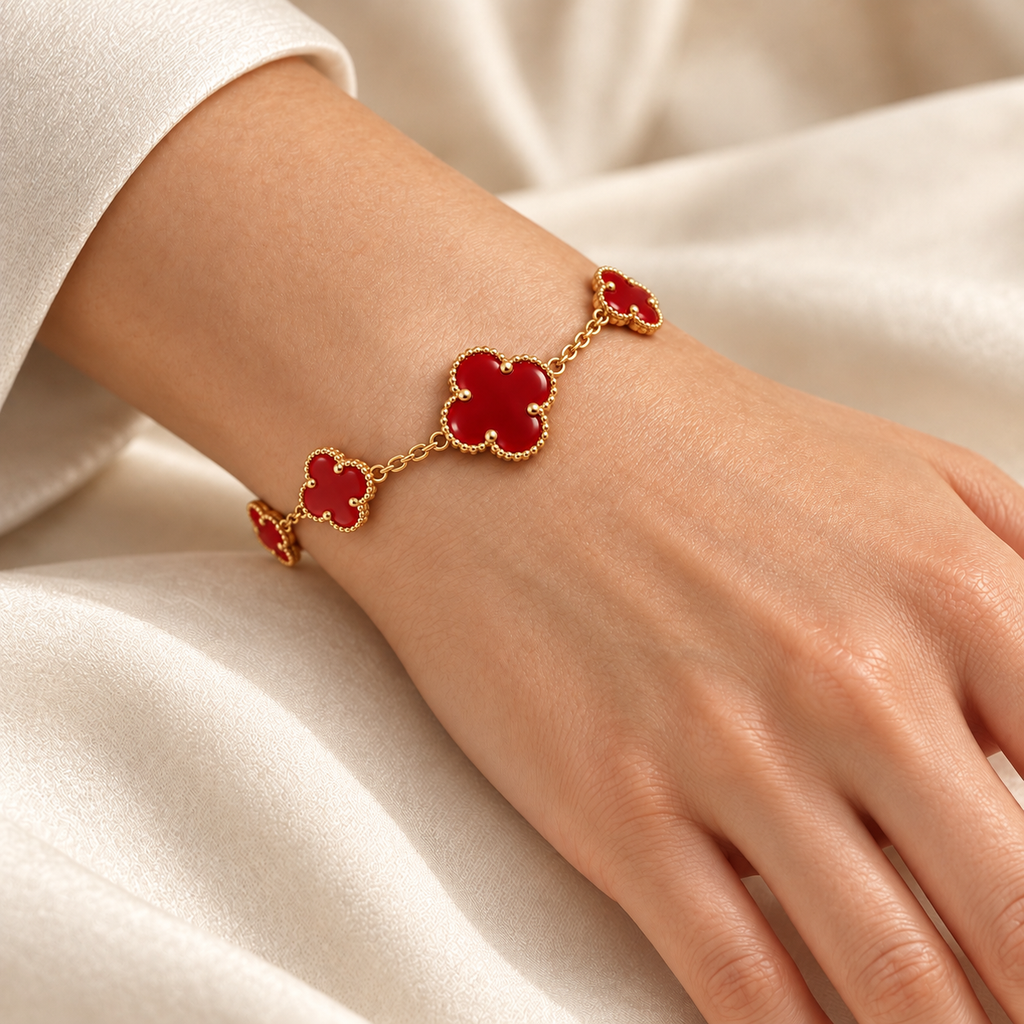 14K RED STONE TREVOL FANCY BRACELET BTJ™