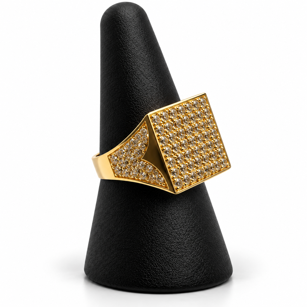 14K YELLOW GOLD MAN RING CZ (ADJUSTABLE SIZE)