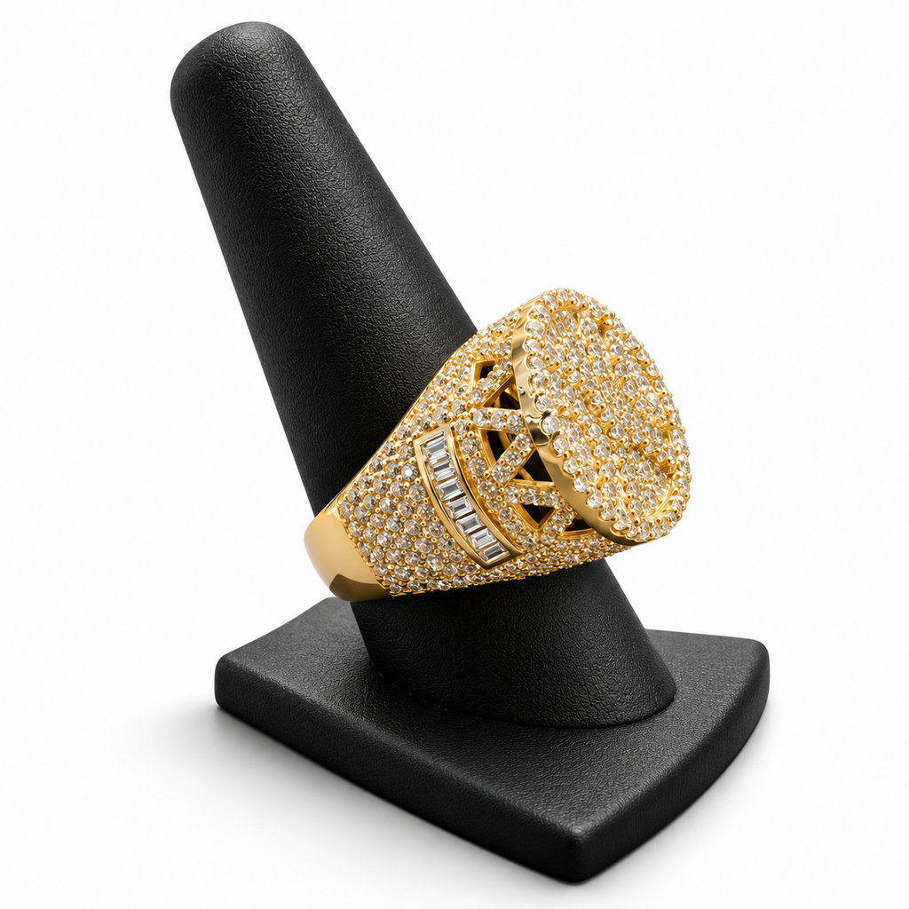 14K YELLOW GOLD MAN RING CZ (ADJUSTABLE SIZE)