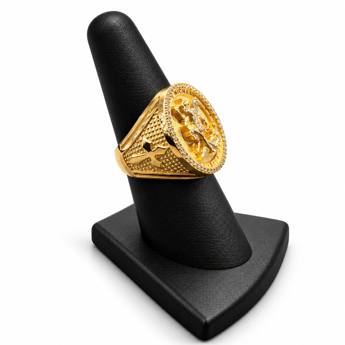 14K YELLOW GOLD MAN RING CZ (ADJUSTABLE SIZE)