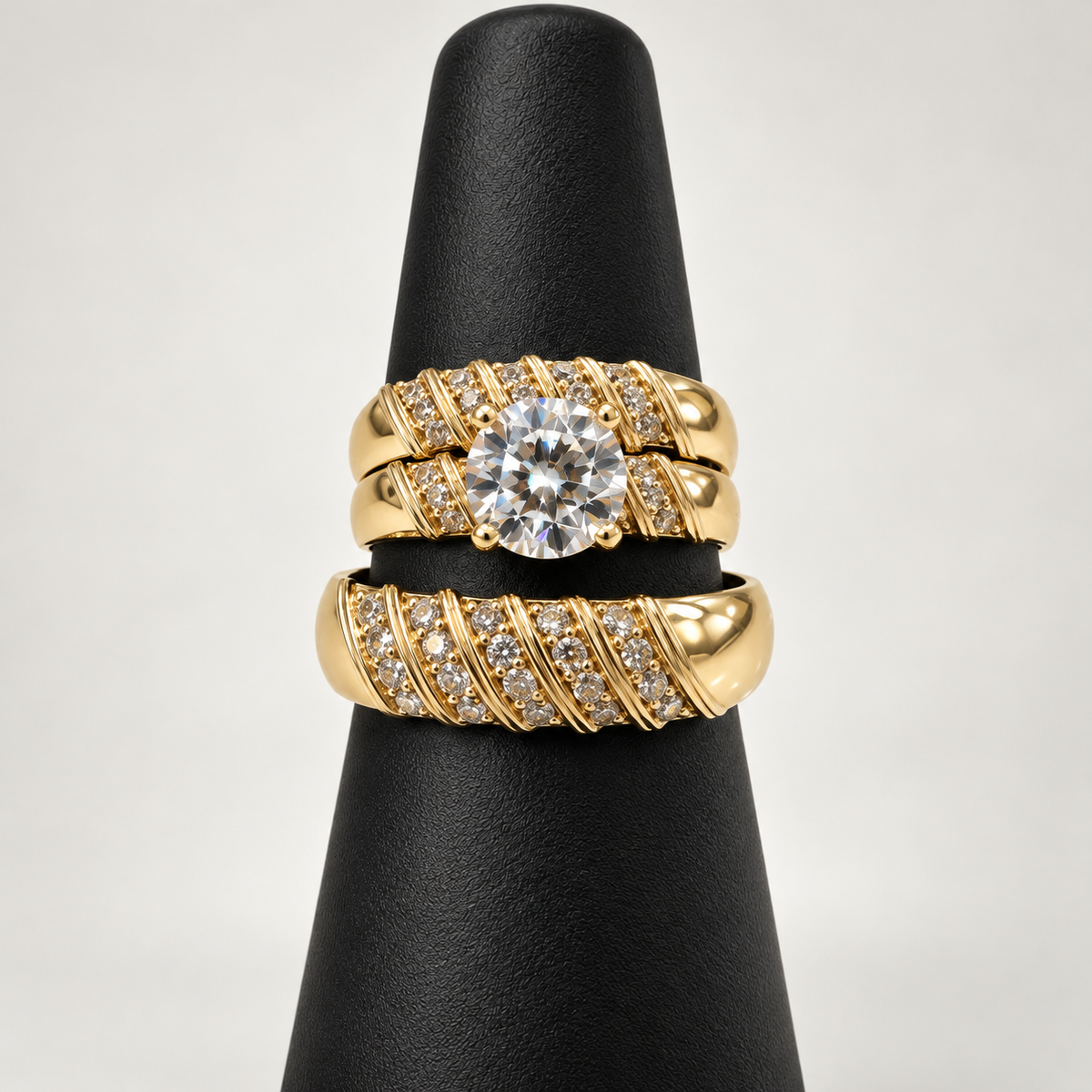 14K TRIO WEDDING RINGS CZ BTJ™