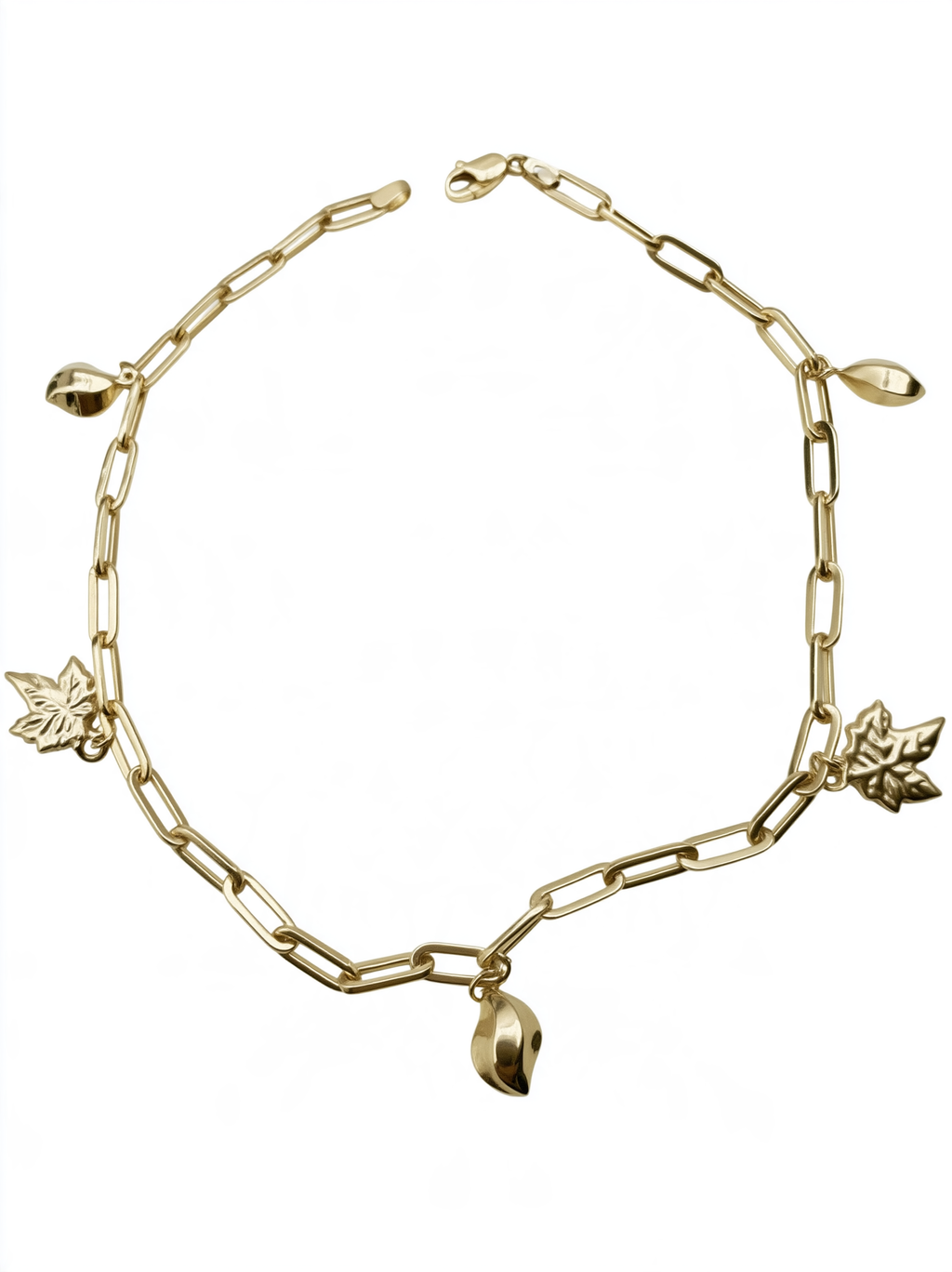 14K HOLLOW PAPER CLICK WITH CHARMS  ANKLE  BRACELET 4MM BTJ™