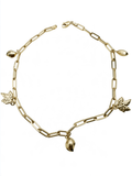 14K HOLLOW PAPER CLICK WITH CHARMS  ANKLE  BRACELET 4MM BTJ™