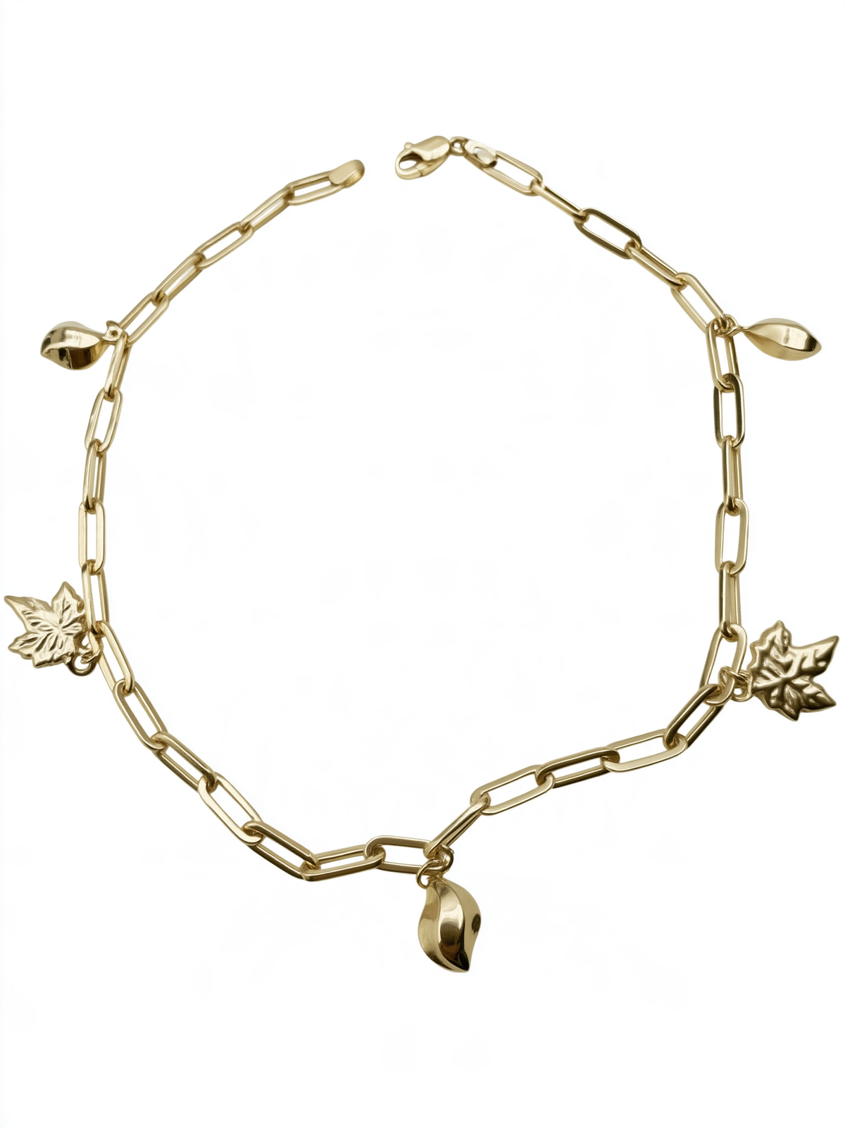 14K HOLLOW PAPER CLICK WITH CHARMS  ANKLE  BRACELET 4MM BTJ™