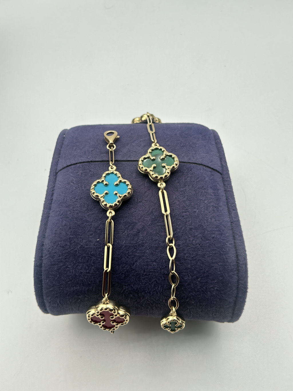 14K HOLLOW PAPER CLICK WITH TREVOL ANKLE  BRACELET 4MM BTJ™