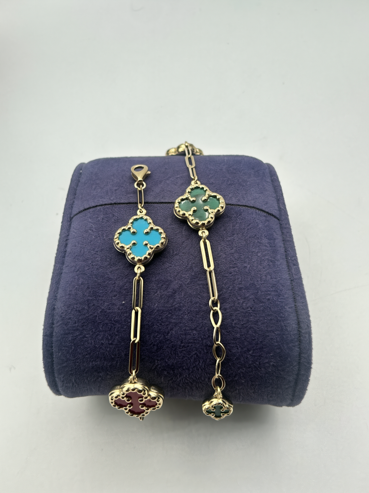 14K HOLLOW PAPER CLICK WITH TREVOL ANKLE  BRACELET 4MM BTJ™
