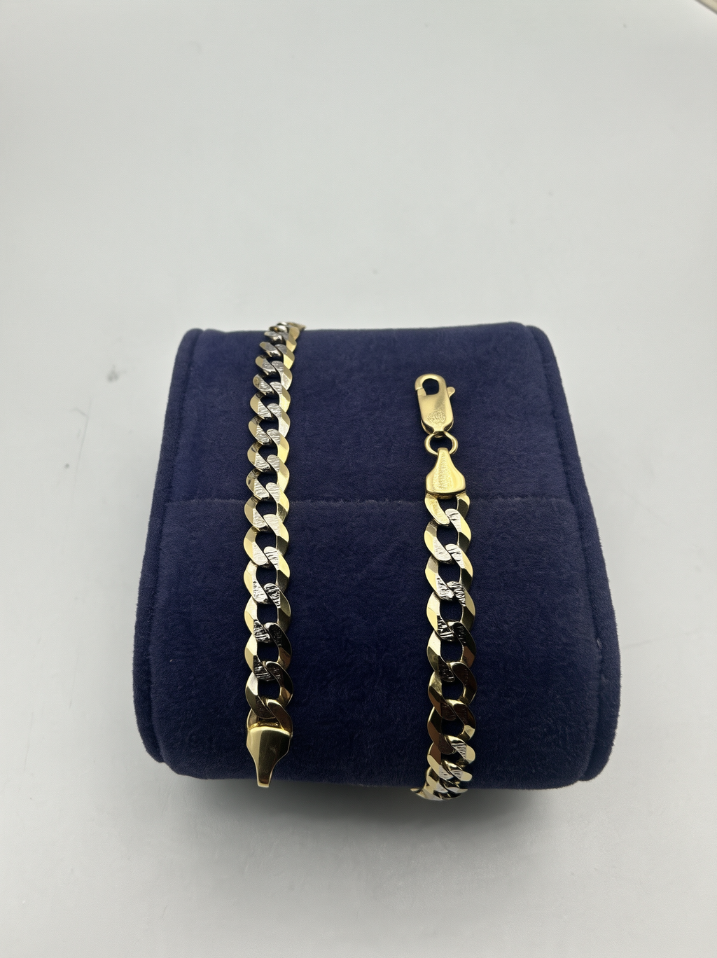 14K SOLID CUBAN TWO TONE ANKLE BRACELET 5MM BTJ™ (Copia)