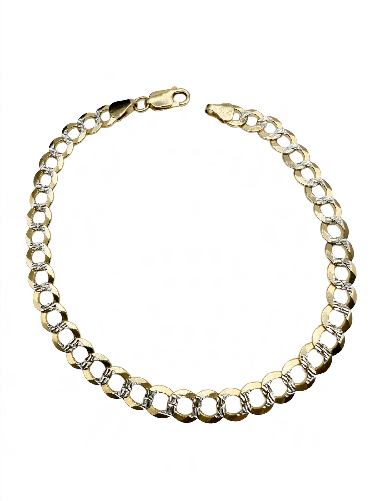 14K SOLID CUBAN TWO TONE ANKLE BRACELET 7MM BTJ™