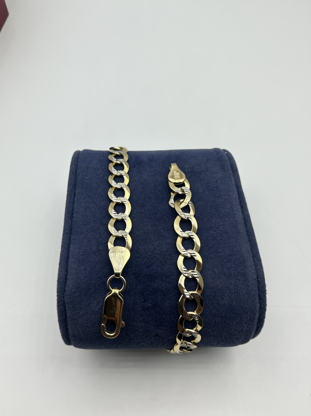 14K SOLID CUBAN TWO TONE ANKLE BRACELET 7MM BTJ™