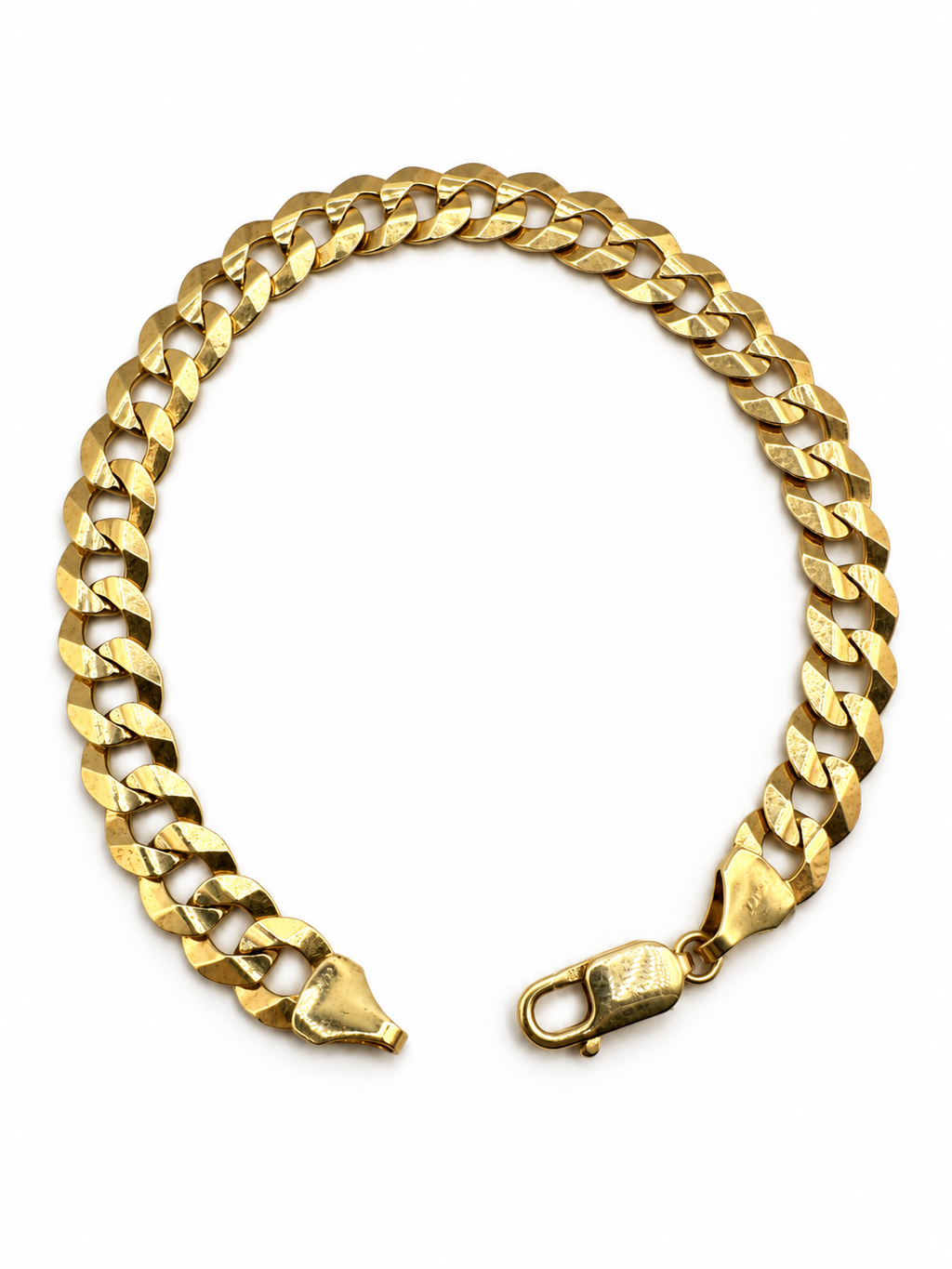 14K YELLOW GOLD SOLID CUBAN LINK(7.5MM) 8.0"