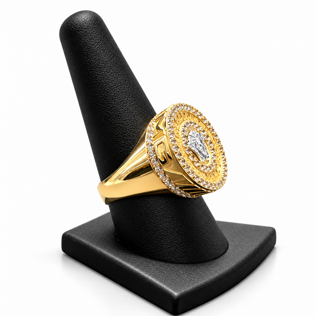 14K YELLOW GOLD MAN RING CZ (ADJUSTABLE SIZE)