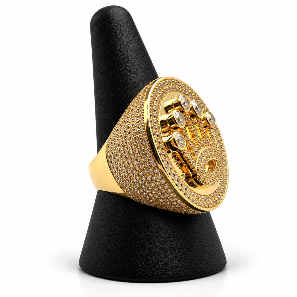 14K YELLOW GOLD MAN RING CZ (ADJUSTABLE SIZE)