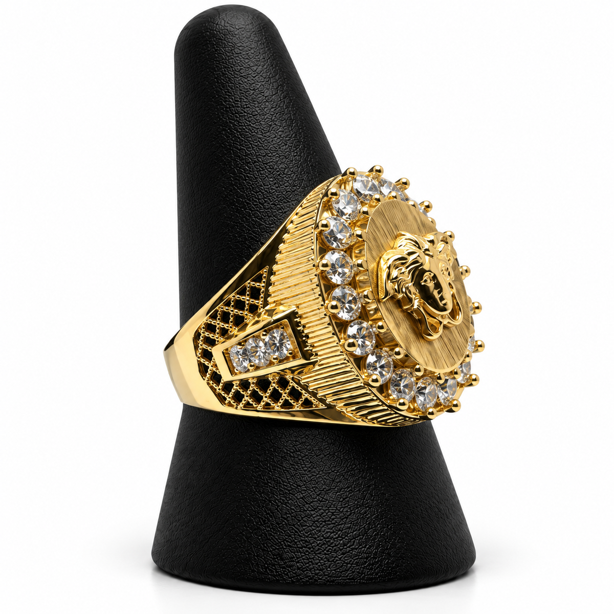 14K YELLOW GOLD MAN RING CZ (ADJUSTABLE SIZE)
