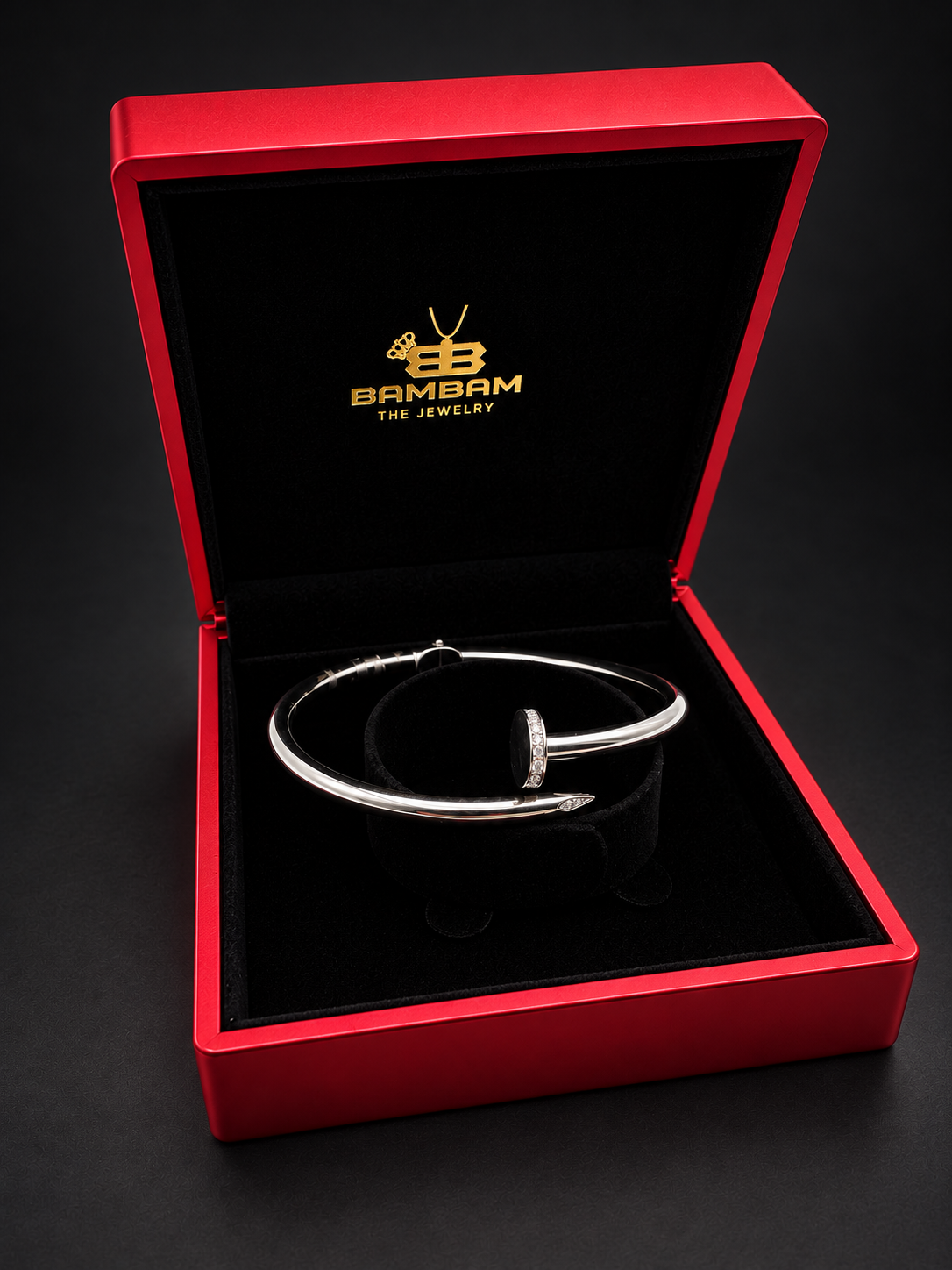 14K WHITE GOLD NAIL BRACELET 4MM (16 CM) BTJ ™