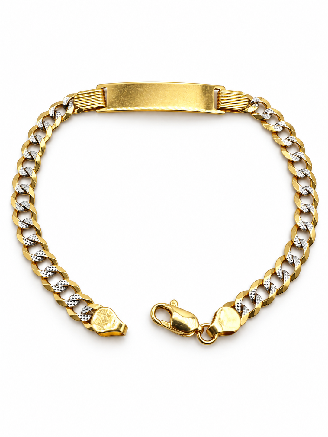14K YELLOW TWO TONE  GOLD BABY' ID BRACELET(6 INCH) 4,0 MM